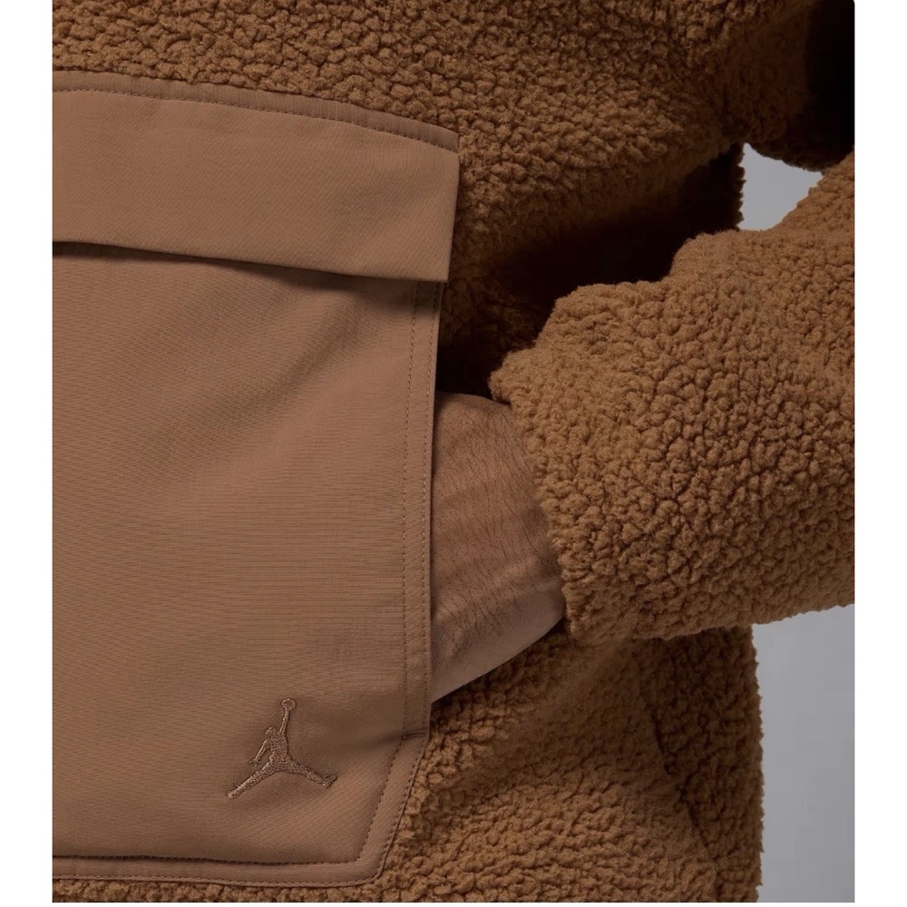 NEW Nike Jordan Flight High-Pile Fleece Pullover Hoodie Brown FV7452 Mens Large - Picture 3 of 13